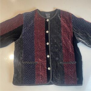 KOOS OF COURSE Velveteen Jacket Quilted black Burgundy large Silk Blend